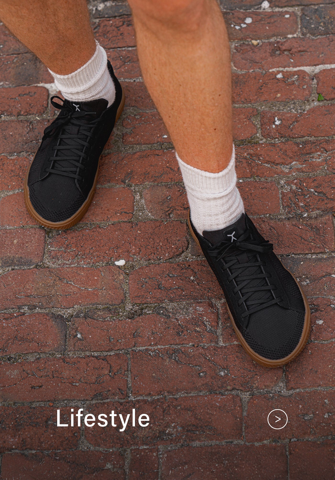 Flux lifestyle shoe being worn casually — flexible sole visible during natural stride